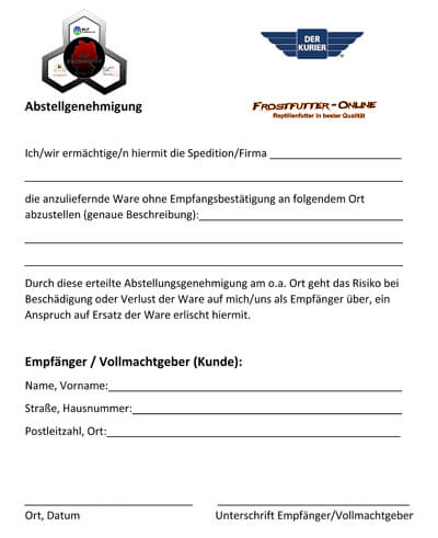 Abstellgenehmigung